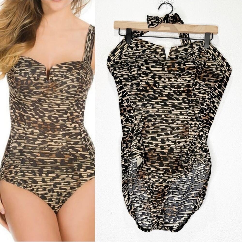 MIRACLESUIT Pur-fection Panacea One Piece Leopard Swimsuit Halter 16